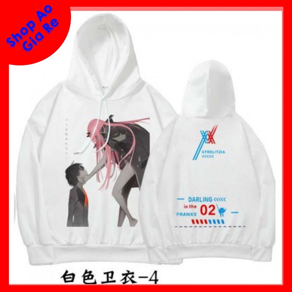 BST Áo Hoodie Trắng in hình anime Darling in The franxx mẫu in nhân vật Zero Tow