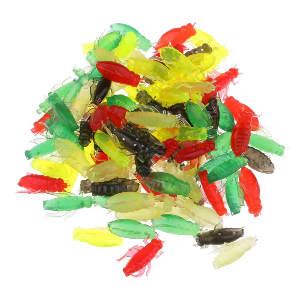 100pcs Artificial Cricket Bait Fishing Soft Lure Insect Bait Lure Flies Hook