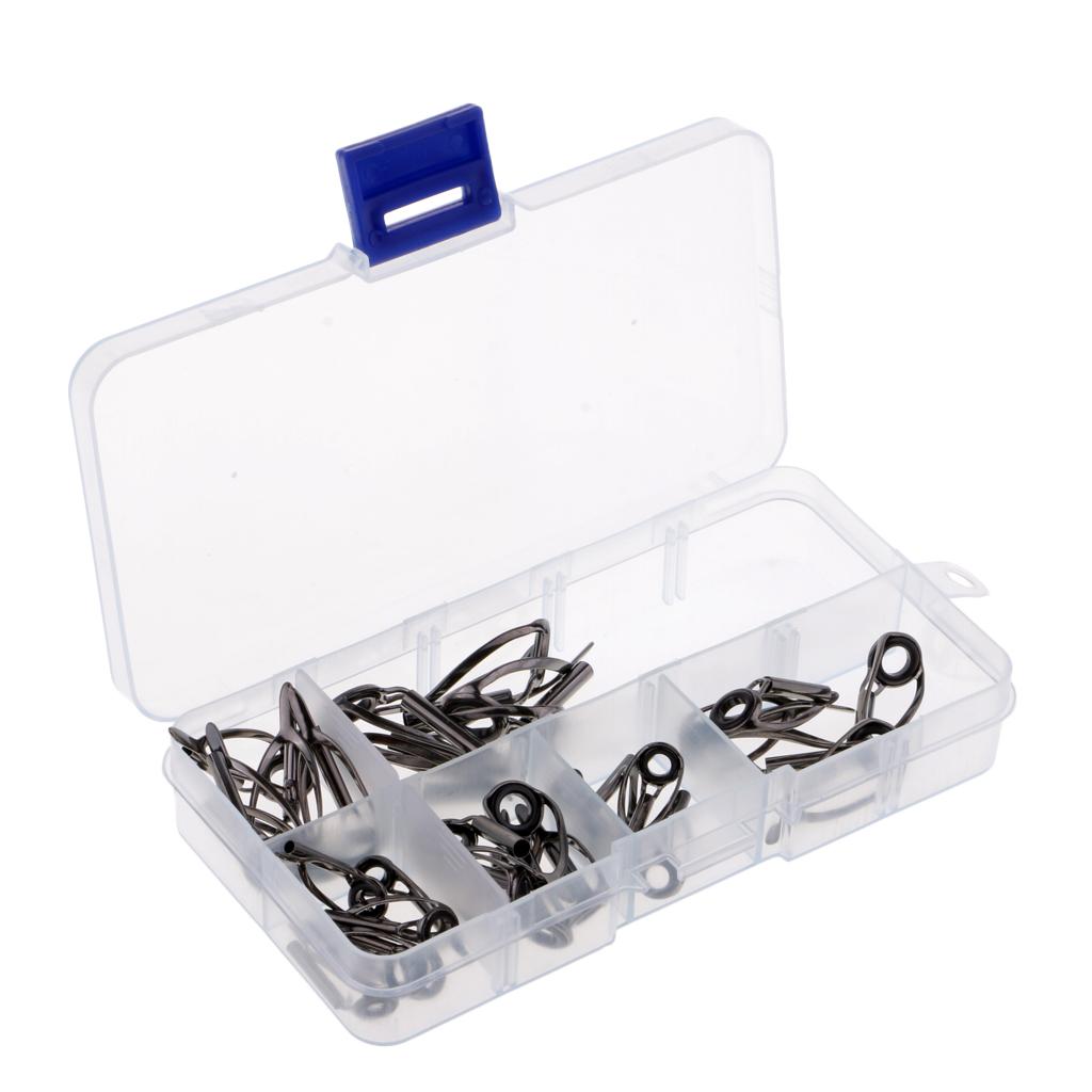 30pcs Durable Fishing Rod Guides Tips Set Rod Repair Kit Eye Ring 2.2#-3.0#