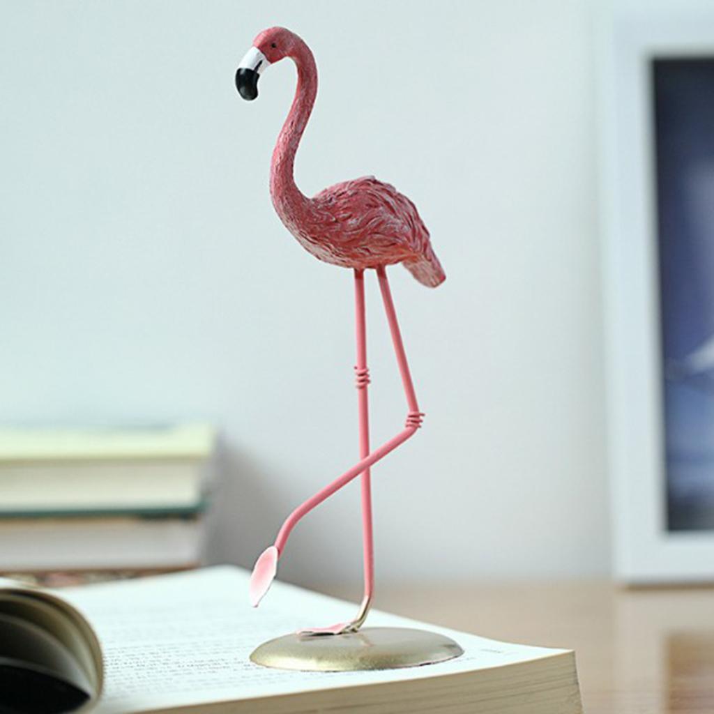 3pcs Flamingo Figurine Miniature Sculpture Glass Base Stand Table Ornament