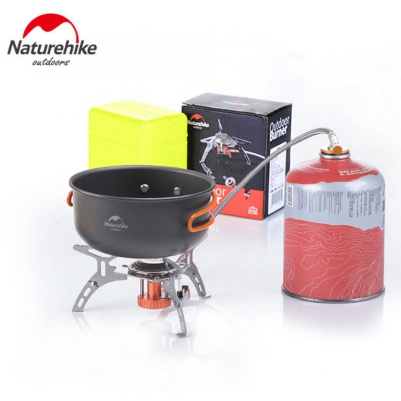 Bếp gas mini du lịch xếp gọn cắm trại naturehike combo bình ga mini, đầu chuyển bình ga &amp; bếp ga dã ngoại gấp gọn mang đi campoutvn C001