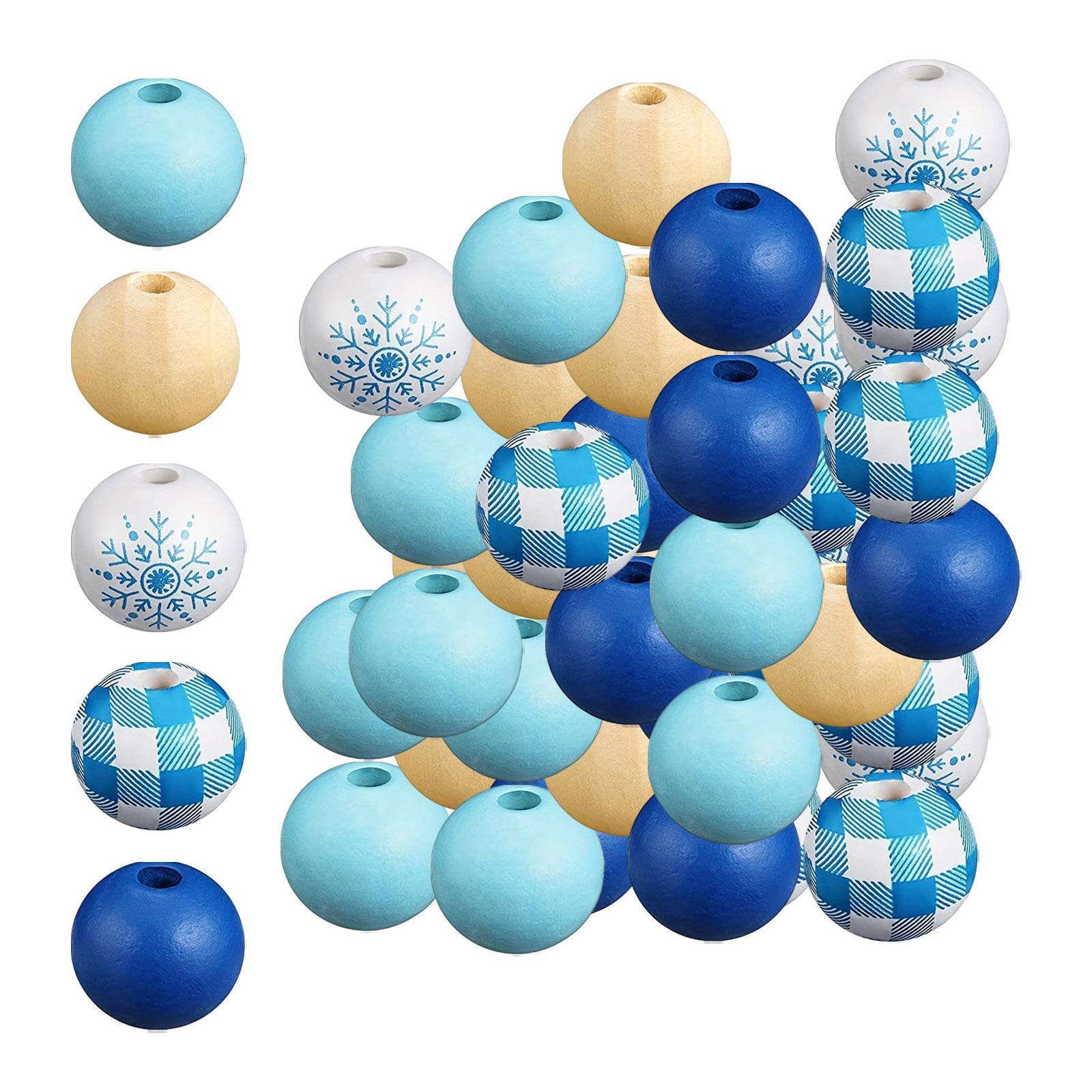 50x Winter Wooden Beads Loose Spacer Beads Decoration Kids Adults Snowflake Craft Beads for Jewelry Making Findings Bracelets