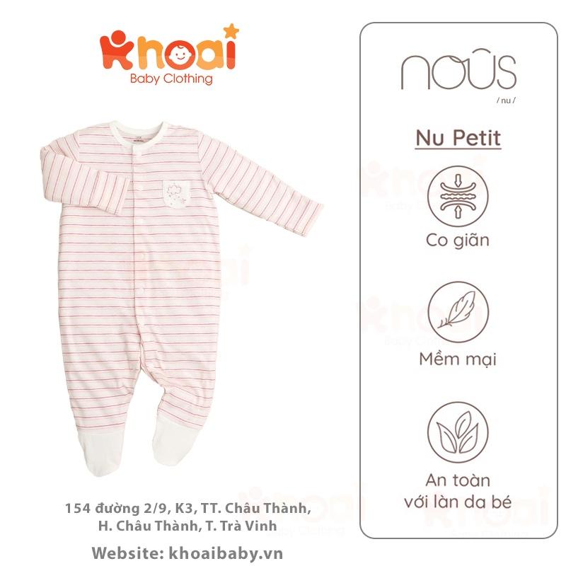 Bộ body Nous có tất kẻ hồng hình ong newborn - Chất liệu Nu Petit 95% cotton thiên nhiên