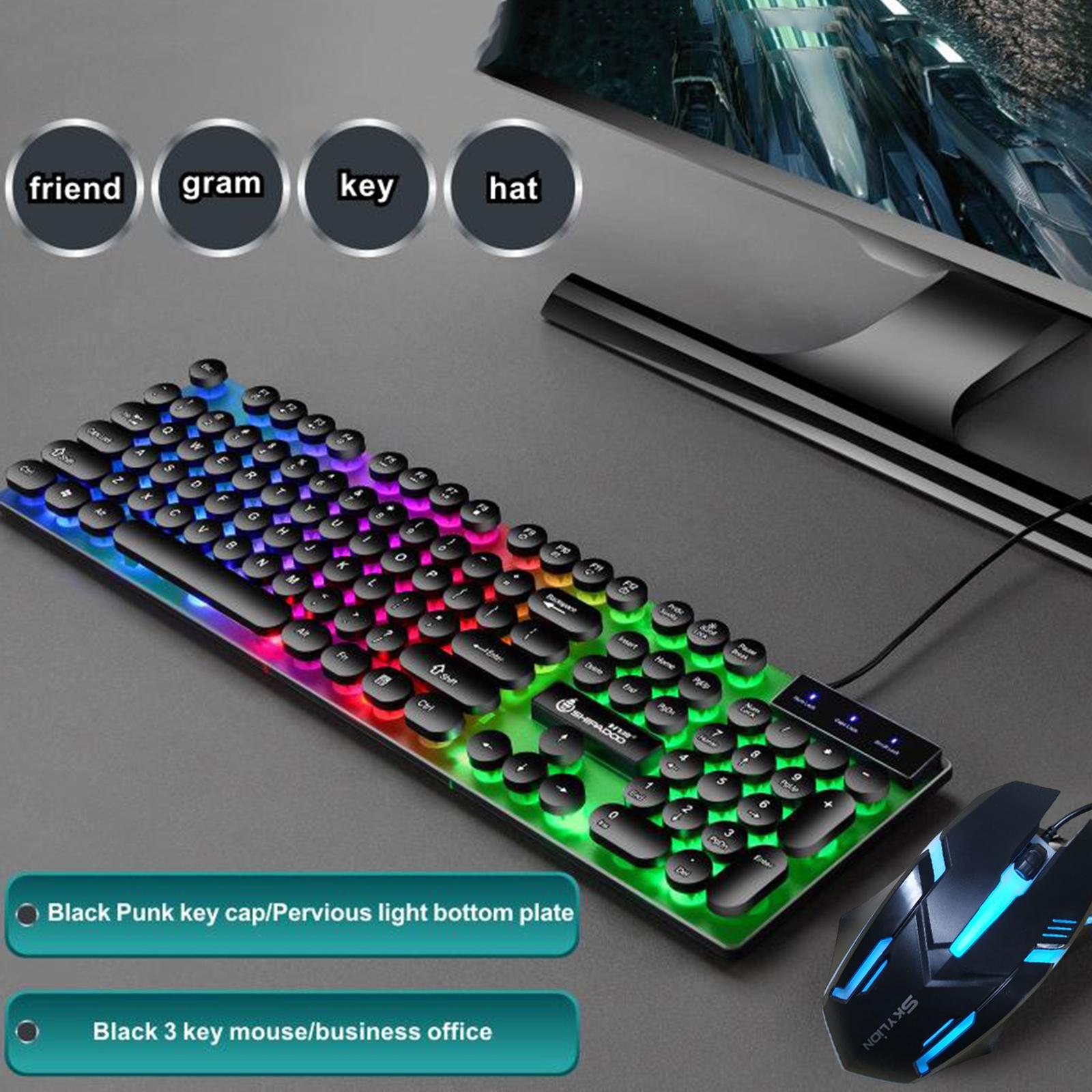 USB Wired RGB Rainbow LED Backlit Gamer Mouse and Keyboard Set