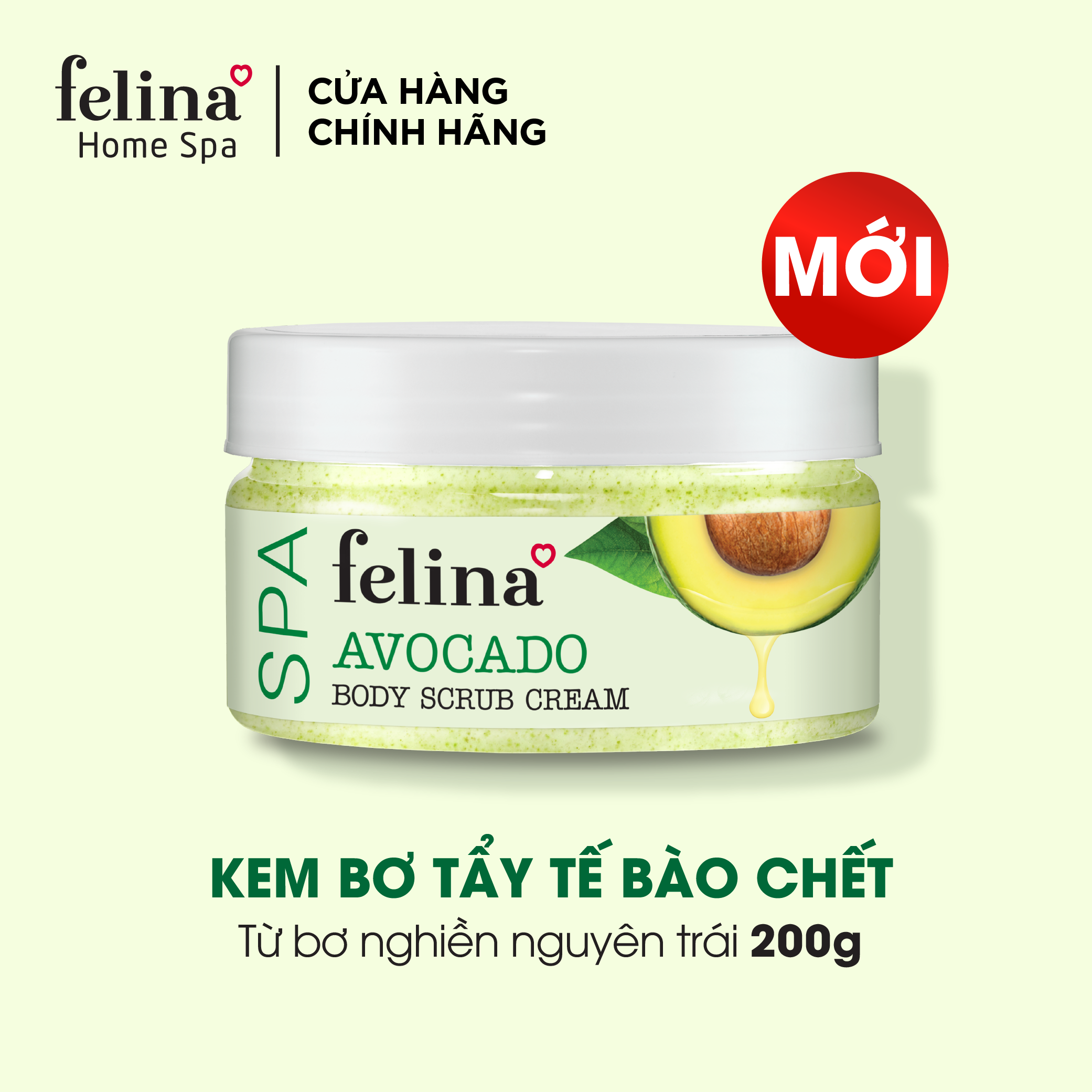 Kem tắm tẩy tế bào chết body Felina Home Spa từ bơ nghiền nguyên trái giúp da sạch sâu, ẩm mịn chỉ sau 1 lần dùng