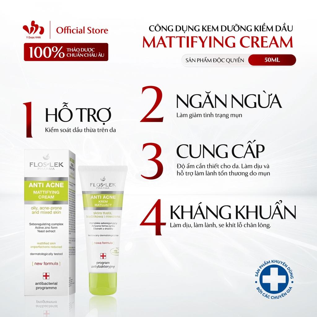 Kem Dưỡng Kiềm Dầu Mattifying Cream FLOSLEK Hỗ Trợ Kiểm Soát Dầu Nhờn, Giảm Mụn, Thông Thoáng Lỗ Chân Lông 50ml