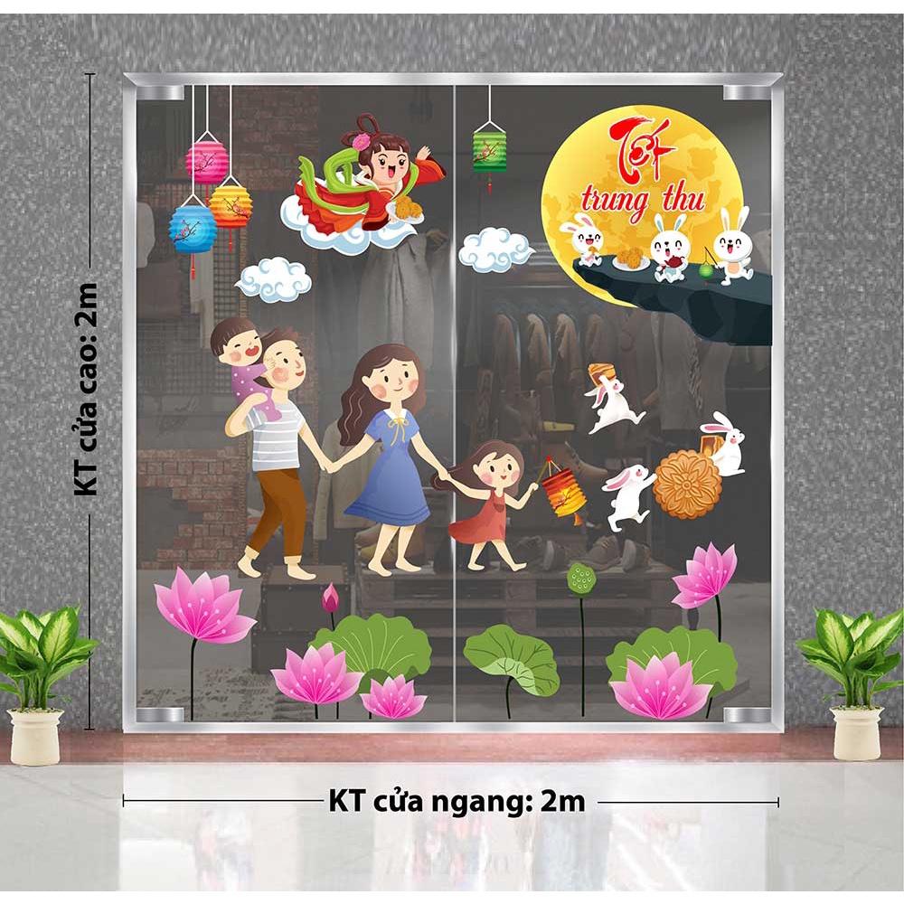 DECAL TRANG TRÍ TẾT TRUNG THU 2021 GIA ĐÌNH ĐOÀN VIÊN ĐÓN TRĂNG