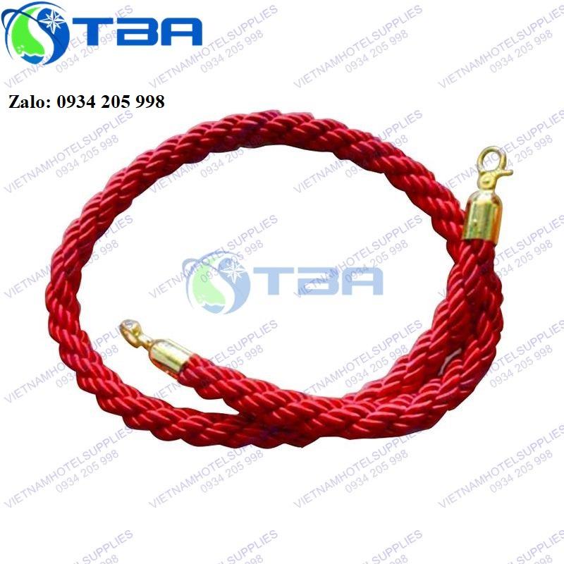 Dây thừng bện màu đỏ móc khóa mạ vàng cho trụ chắn inox cao cấp