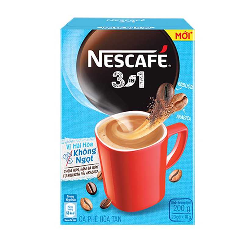 Cà phê hoà tan NESCAFÉ 3IN1 VỊ HÀI HOÀ KHÔNG NGỌT - công thức cải tiến - COMBO 3 hộp x 20 gói - [TẶNG 4 HỘP NHỰA INOCHI 750ml &amp; 1000ml]