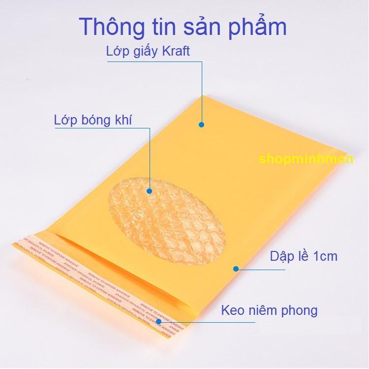 Combo 10 túi gói hàng niêm phong lót bóng khí chống sốc 15x18+4 cm