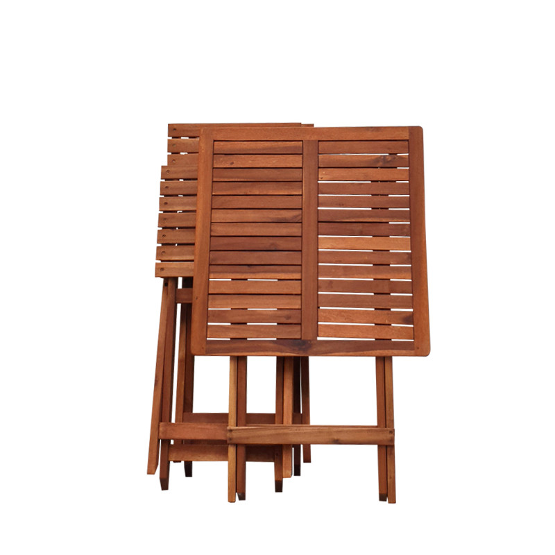 Bộ bàn ghế cafe cao cấp bằng gỗ tràm, gấp gọn – 1 bàn vuông và 2 ghế