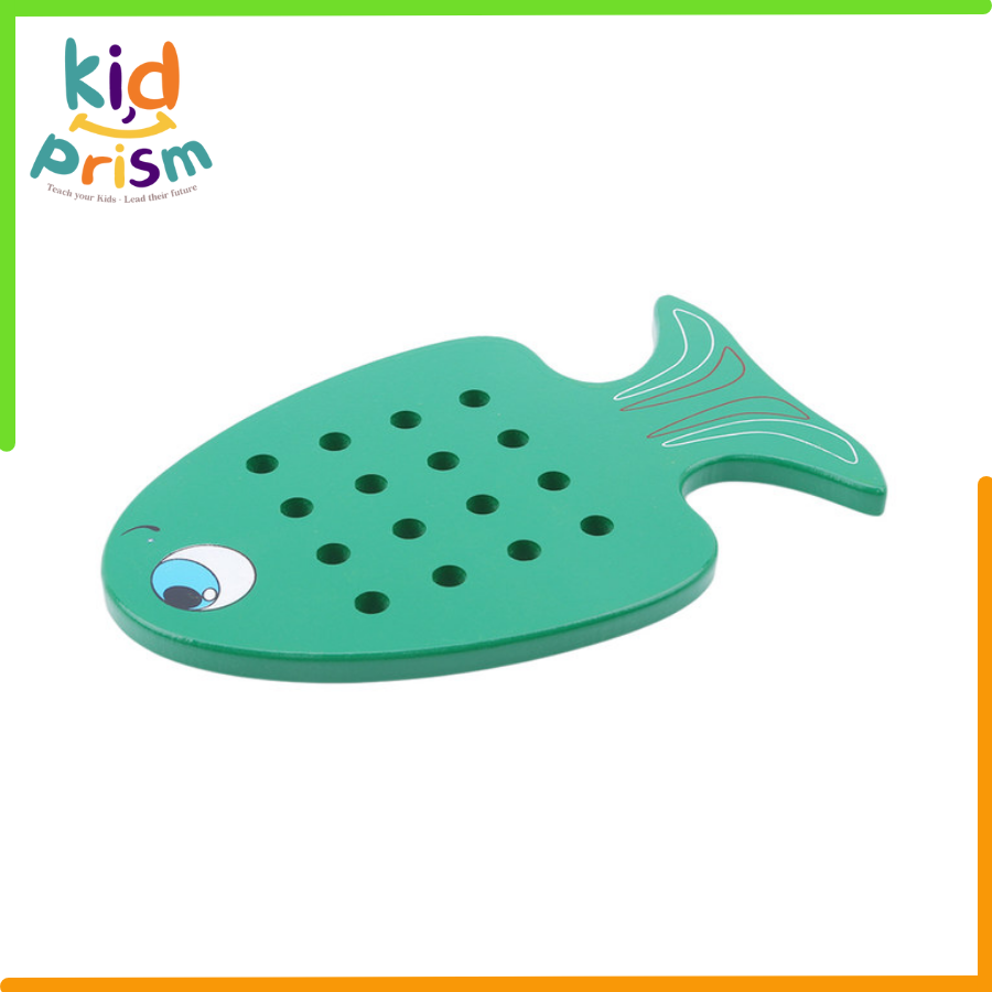 Đồ chơi giáo dục - Bộ luồn dây Fish chất liệu gỗ &amp; len dành cho trẻ từ 24 tháng trở lên