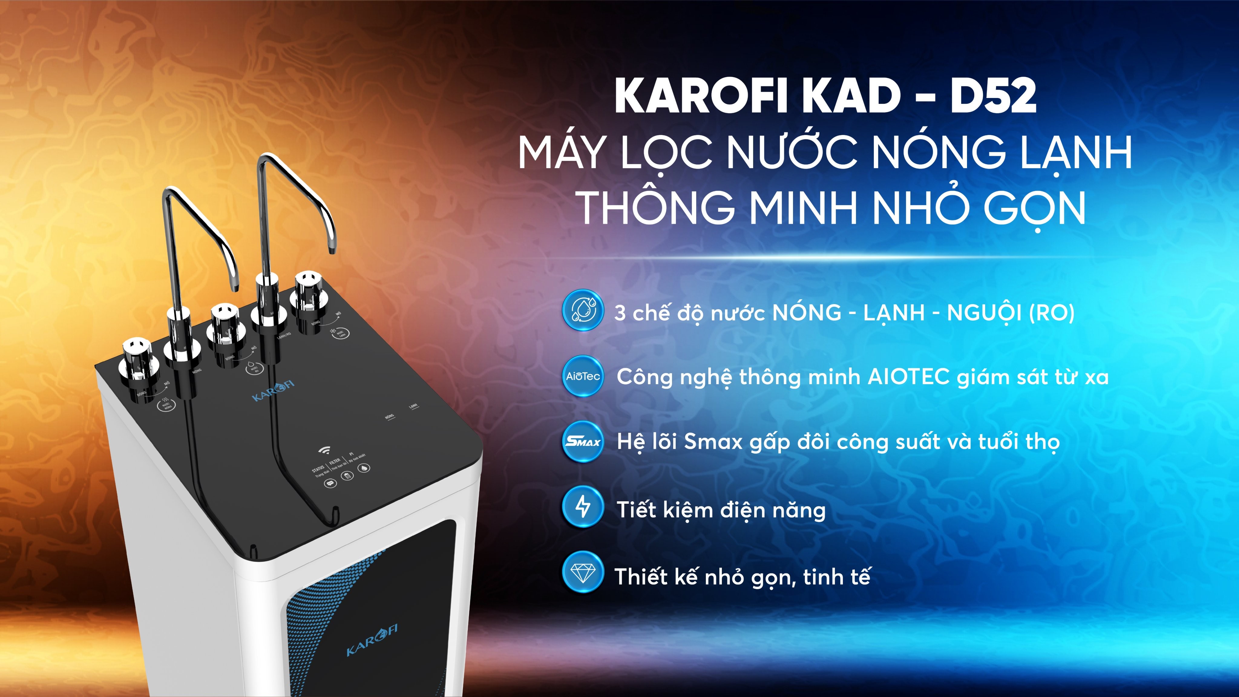 Máy lọc nước nóng lạnh Karofi KAD-D52 -Hàng Chính Hãng