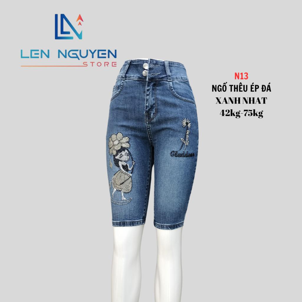 N13_Quần jean nữ, ngố 5 tất, lưng cao, quần bò nữ dáng ôm, quần rin nữ có big size, cho 42kg đến 75kg,LEN NGUYEN STORE - Xám
