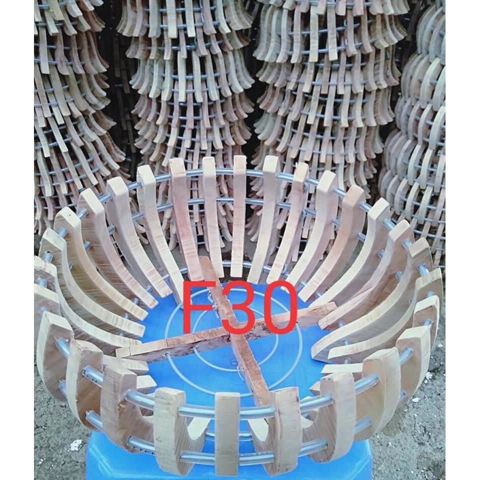 Chậu gỗ  trồng lan kiểu Bí Size 30  - tặng lưới lót chậu, móc treo