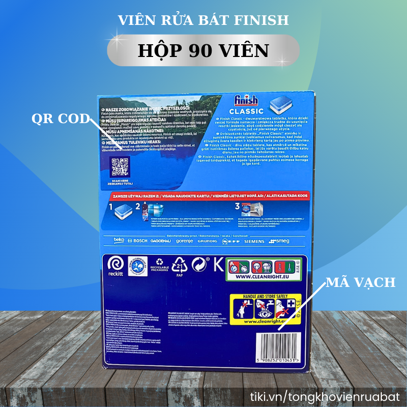 Viên rửa bát Finish All in one 90 viên hương chanh