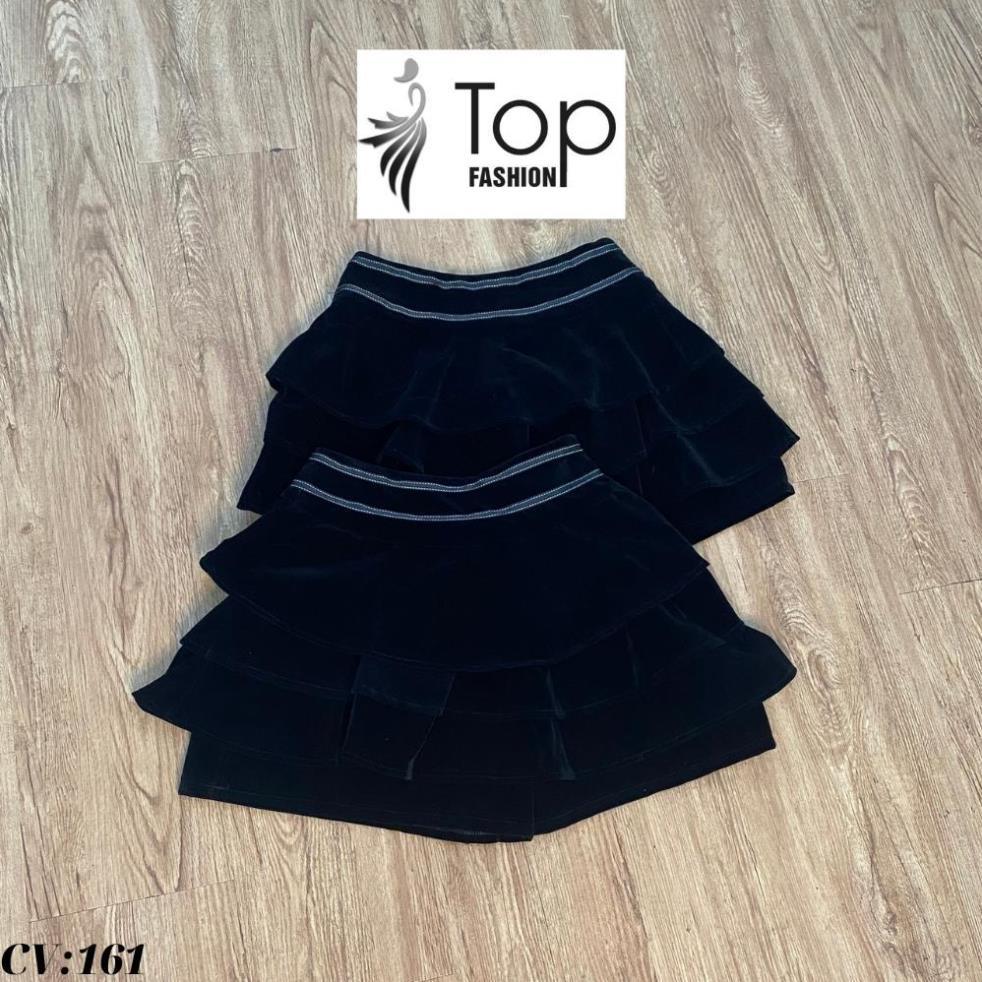 Chân Váy Nhung 4 Tầng,Chân Váy Nhung Dáng Xòe Cạp Điểm Viền Trắng Rất Tinh Tế , Có Quần Đùi Bên Trong Co Dãn 4 Chiều