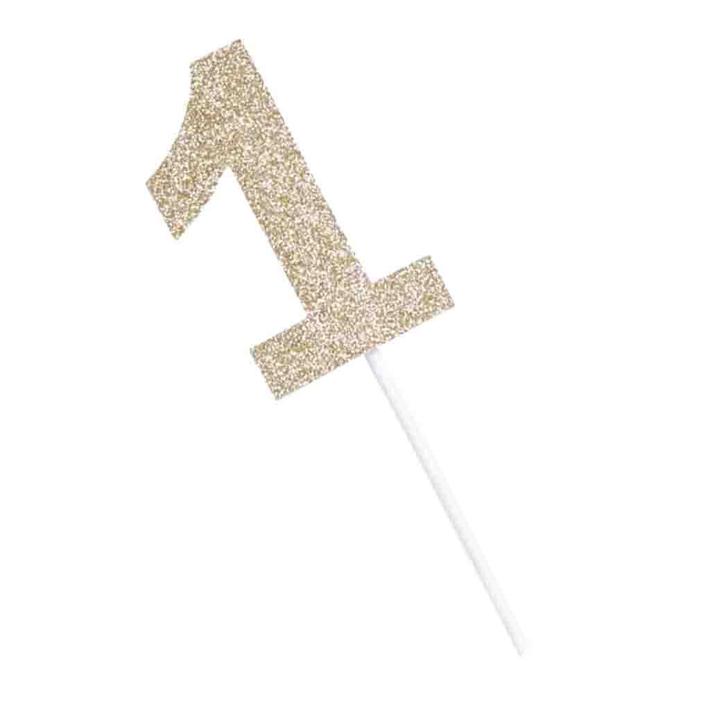 Glitter 0-9Cupcake Pick Cake Topper Baby Shower Birthday Anniversary Decor