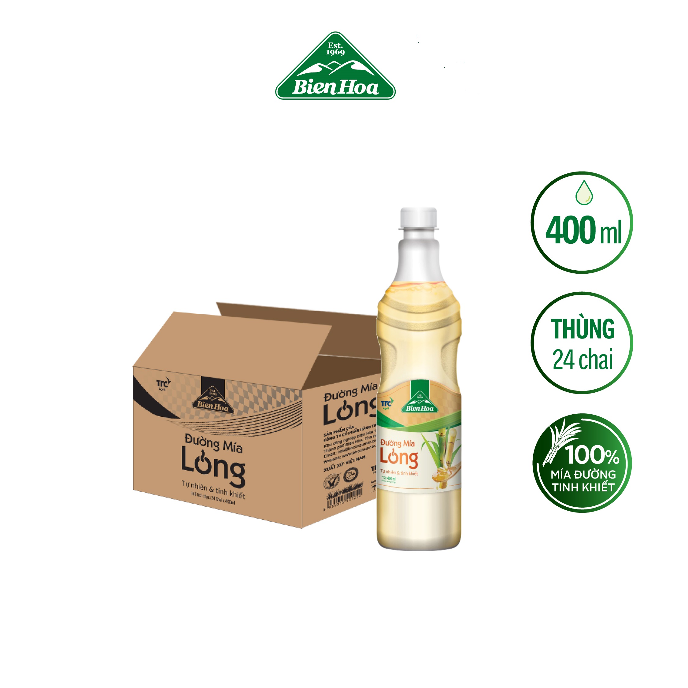 Thùng 24 Chai Đường Lỏng Biên Hòa 400ml/Chai