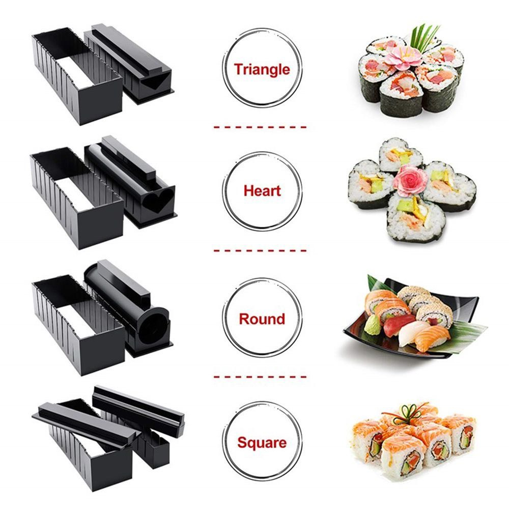 Bộ Dụng Cụ Làm Sushi 10 Món Khuôn Làm Cơm Cuộn
