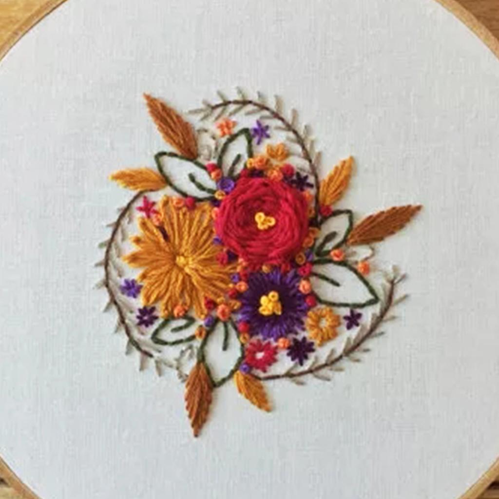 Embroidery Starter Kit Full Range of Stamped Cross Stitch Kits for Beginner with Embroidery Cloth Pattern, Embroidery Hoop, Color Threads, Tools Kit