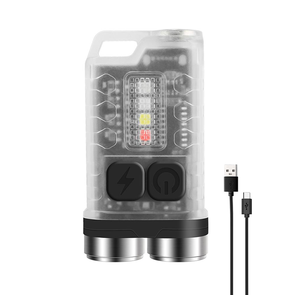 V3 Mini Flashlight LED Keychain Flashlight Rechargeable Pocket Light Waterproof with 5-Level Brightness 4-Color Light Source for Camping Hiking Emergency Use