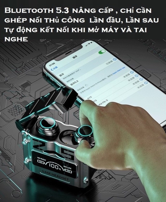 Tai nghe bluetooth gaming M25, delay thấp khi chơi game, có mic, kiêm sạc dự phòng, chống nước ipx7 - Hàng Chính Hãng