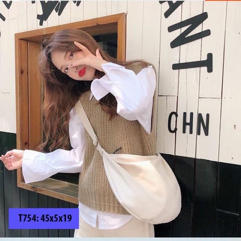 TÚI TOTE VẢI CANVAS ĐEO CHÉO UNISEX HÌNH BÁN NGUYỆT