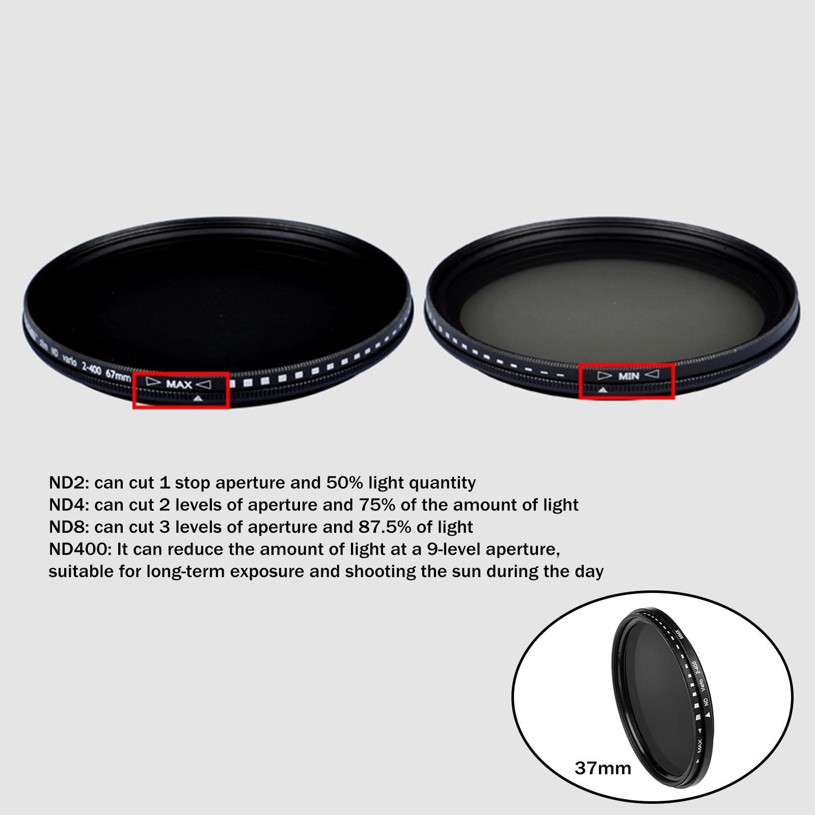 To ND400 Slim Fader Variable Adjustable ND Filter Optical Glass - 37mm