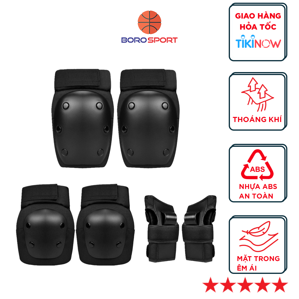 Bộ giáp bảo hộ trượt patin , bảo hộ xe đạp , trượt ván gồm 3 món, bảo hộ tay, gối và khuỷu tay chuyên nghiệp giúp bảo vệ an toàn cho các môn thể thao vận động Cleacco