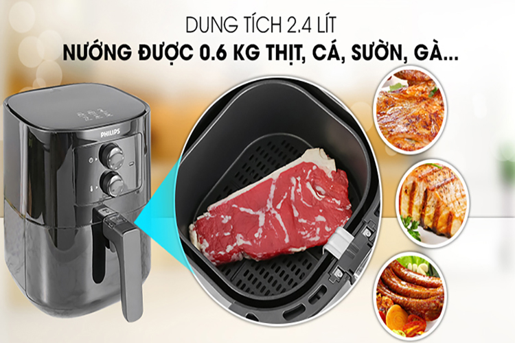 Nồi Chiên Không Dầu Philips HD9200/90 (4.1 Lít) - Hàng Chính Hãng