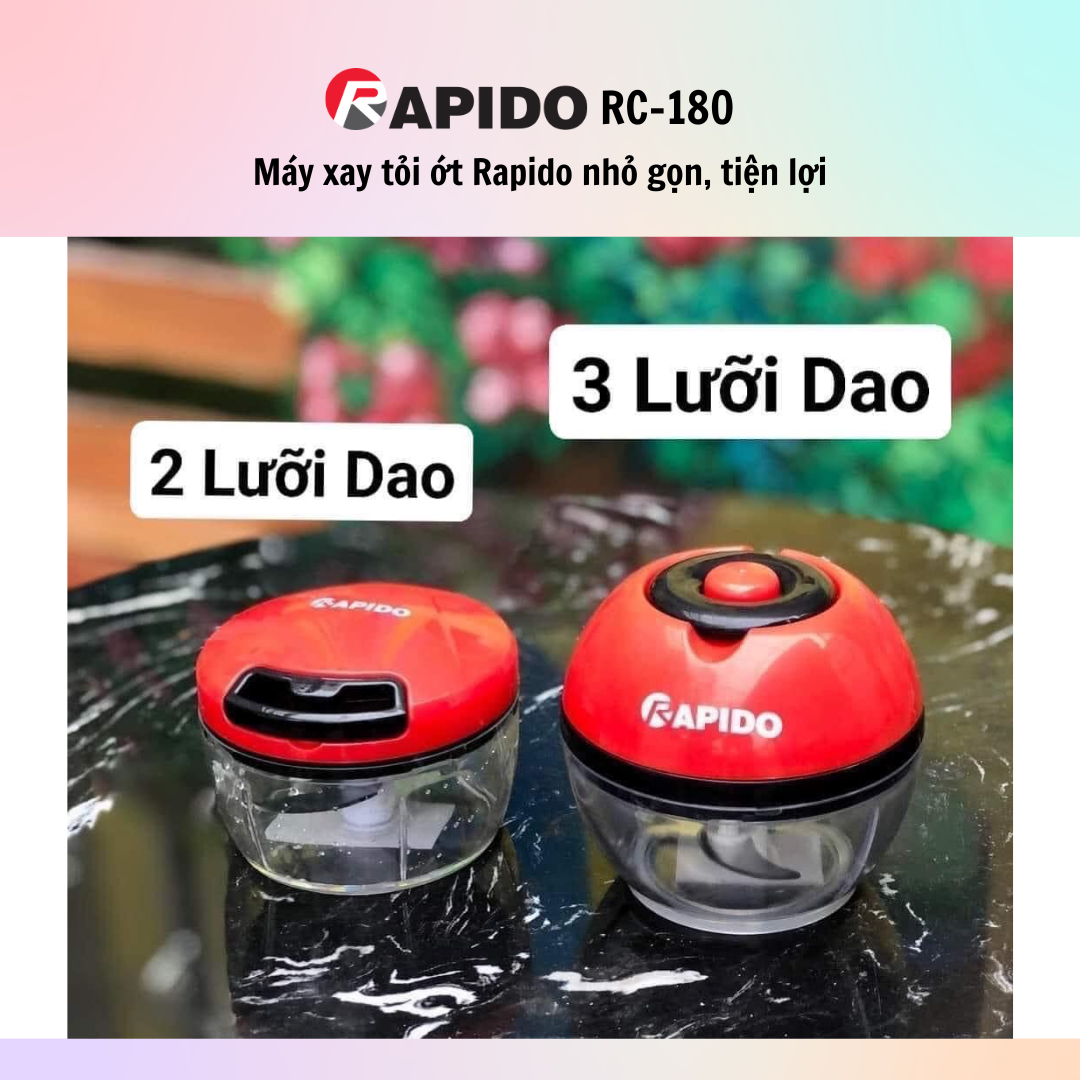 Máy xay tỏi ớt mini đa năng Rapido RC-3B/RC-2B 180ml - Hàng chính hãng - Tiện Dụng dùng trong gia đình