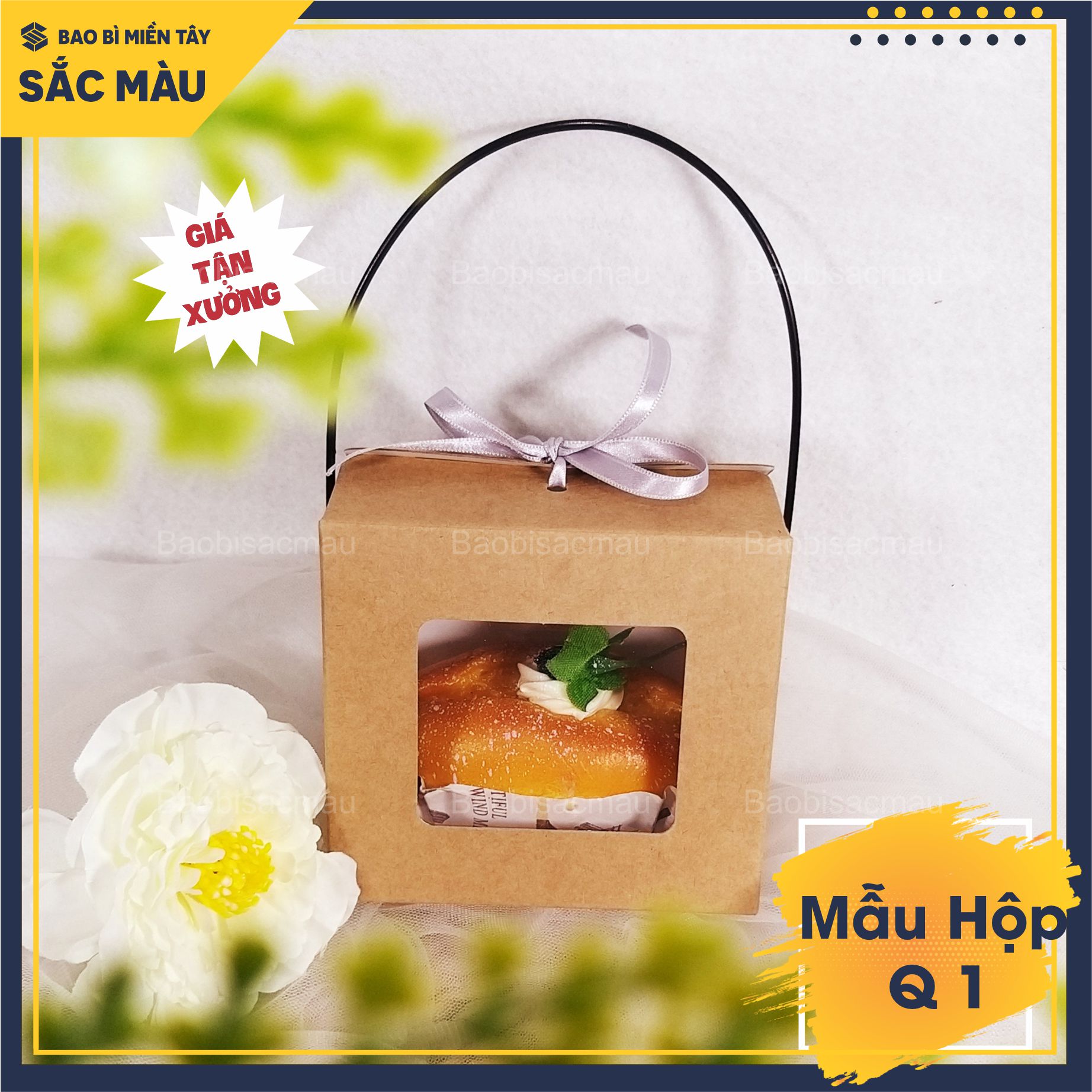 Combo 5 Hộp giấy kraft mini có quai xách - hộp đựng quà tặng trái cây, thực phẩm, đựng hũ yến chưng, quà lưu niệm..