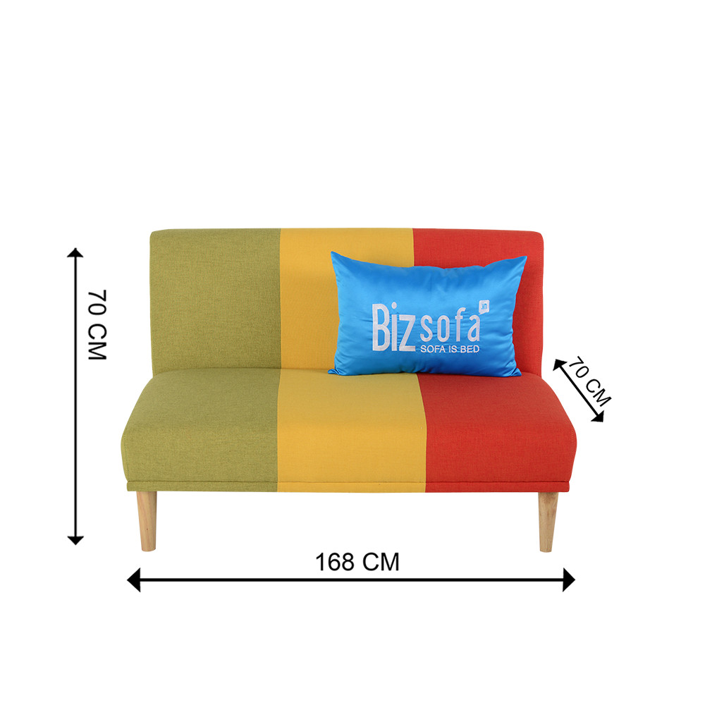 Ghế Sofa Giường _BizSofa Bed _MLF-121_120x90x90 cm_Phối sọc Đỏ Vàng Xanh lá