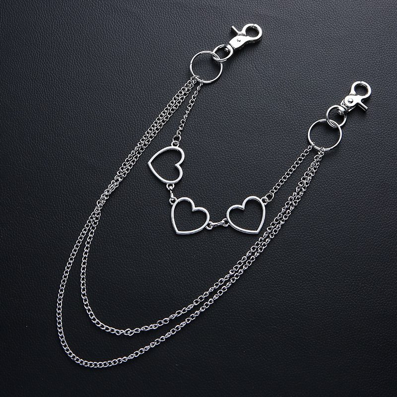 Xích đeo quần thời trang 3 trái tim unisex nam nữ độc đáo