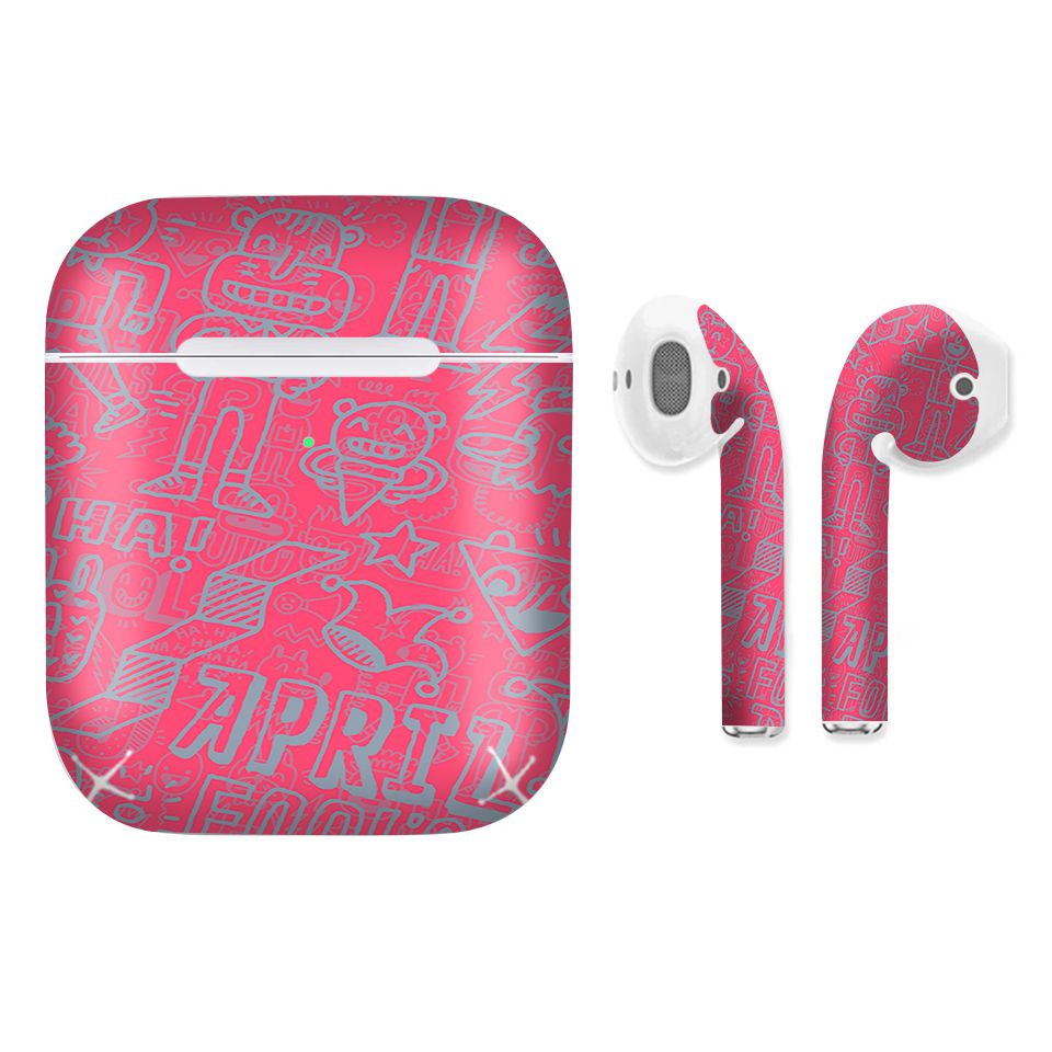 Miếng dán skin chống bẩn cho tai nghe AirPods in hình thiết kế - atk080 (bản không dây 1 và 2)