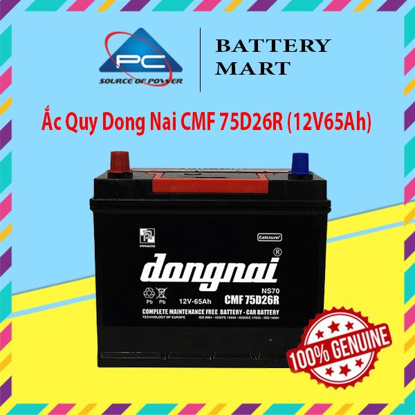 Bình Ắc Quy 12V65Ah, Ắc Quy Dong Nai CMF 75D26L/R