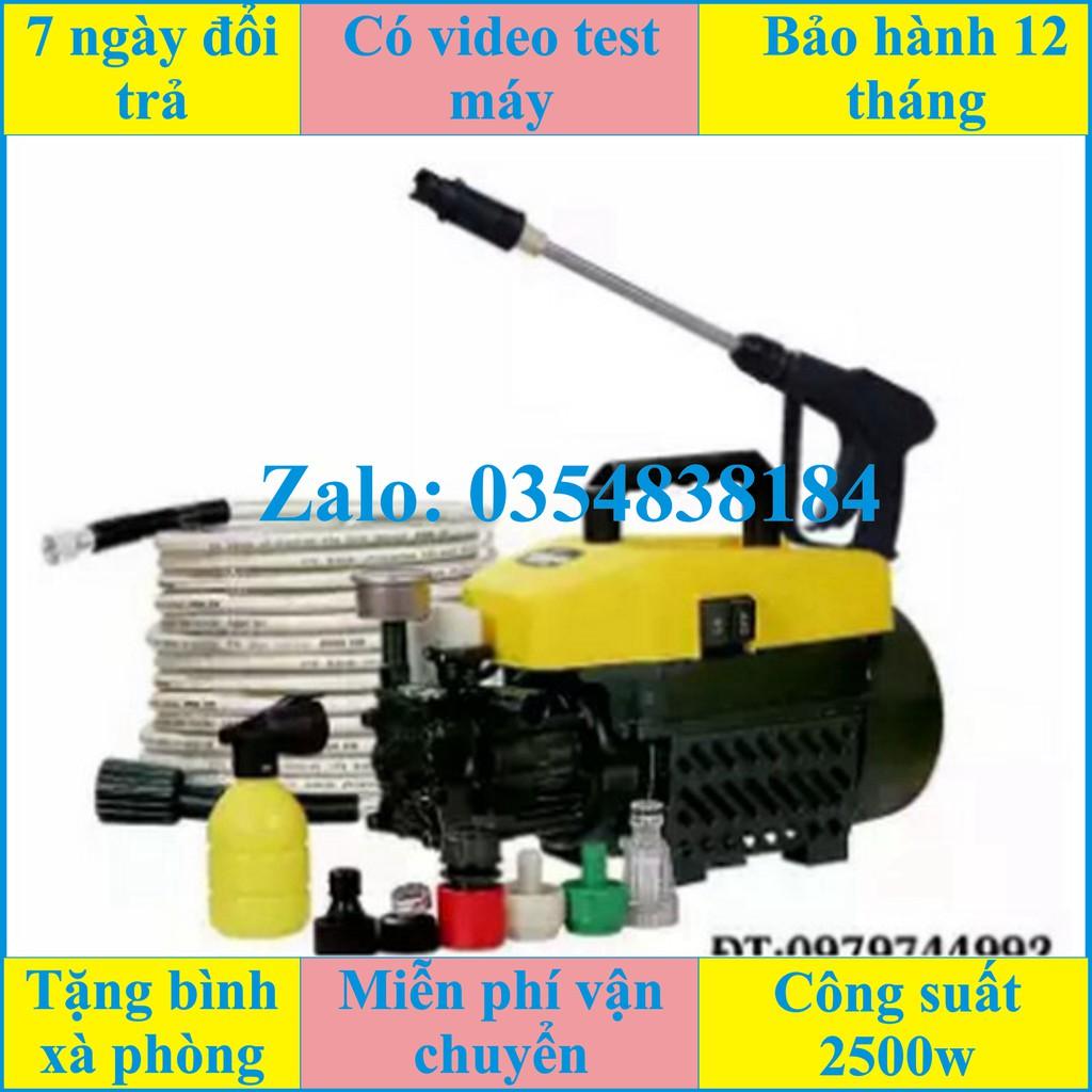 Máy bơm xịt rửa xe áp lực cao T10 có dây áp lực phun dài 7m, báng súg phun dài nửa mét, đầu phun, bình chứa xà phòng