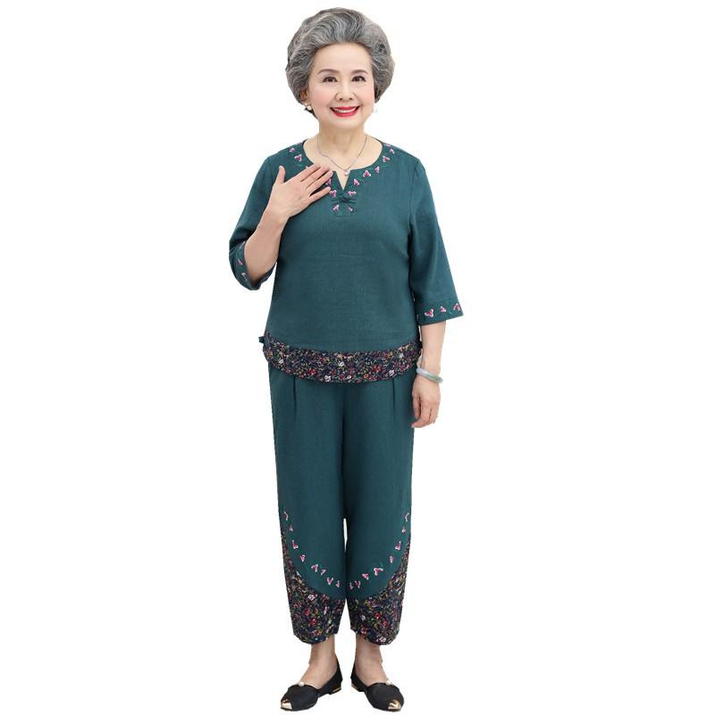 Bộ Đồ Trung Niên Thêu Hoa Lịch Sự AB42 - Hàng Quảng Châu Cao Cấp