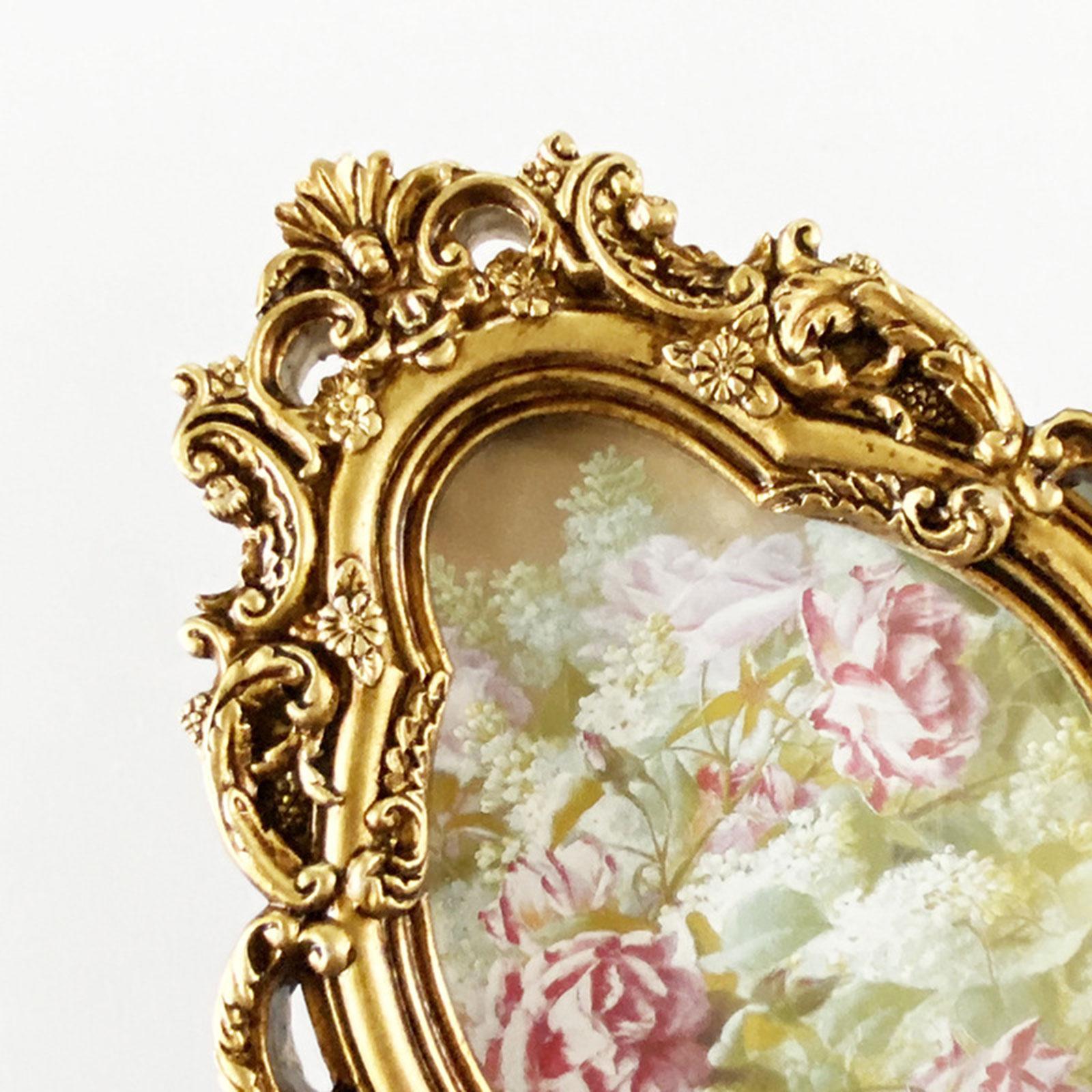 Resin Photo Frame, Small Picture Frame, Vintage Style Embossed Frame, Photo Display Frame Tabletop and Wall Hanging for Home Bedroom Decor