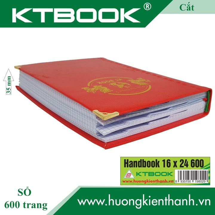 SỔ GHI CHÉP BÌA DA KTBOOK HANDBOOK CAO CẤP 600 trang size 16 x 24 cm ruột giấy in caro CẮT GÓC