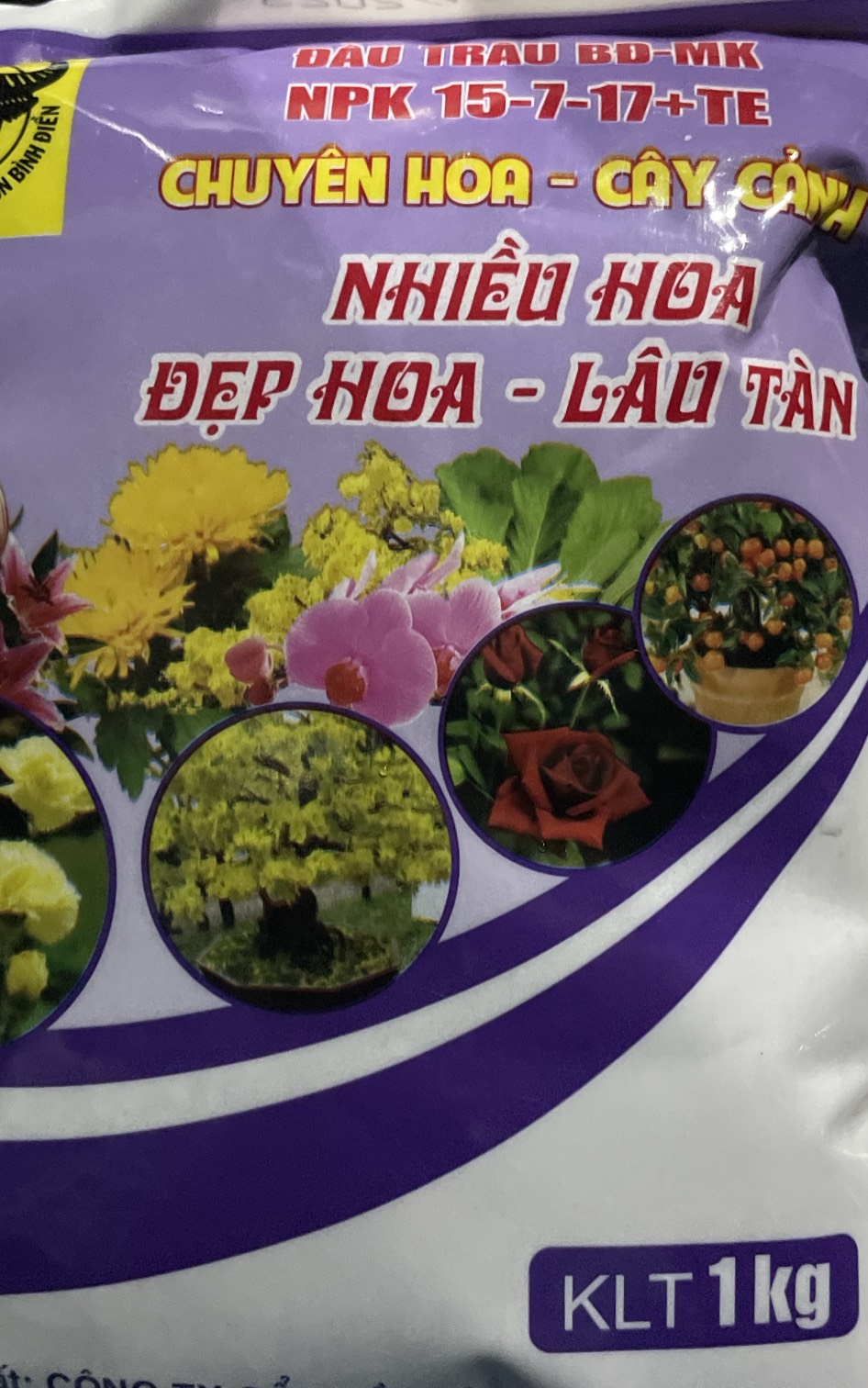 Phân bón đầu trâu 15-7-17 TE gói 1kg chuyên cho cây cảnh rau màu giai đoạn sắp trổ hoa