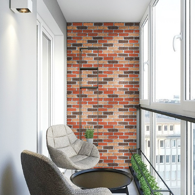 Combo 10 mét giấy dán tường, decal dán tường trang trí nhà cửa GẠCH VÀNG NÂU khổ 45cm