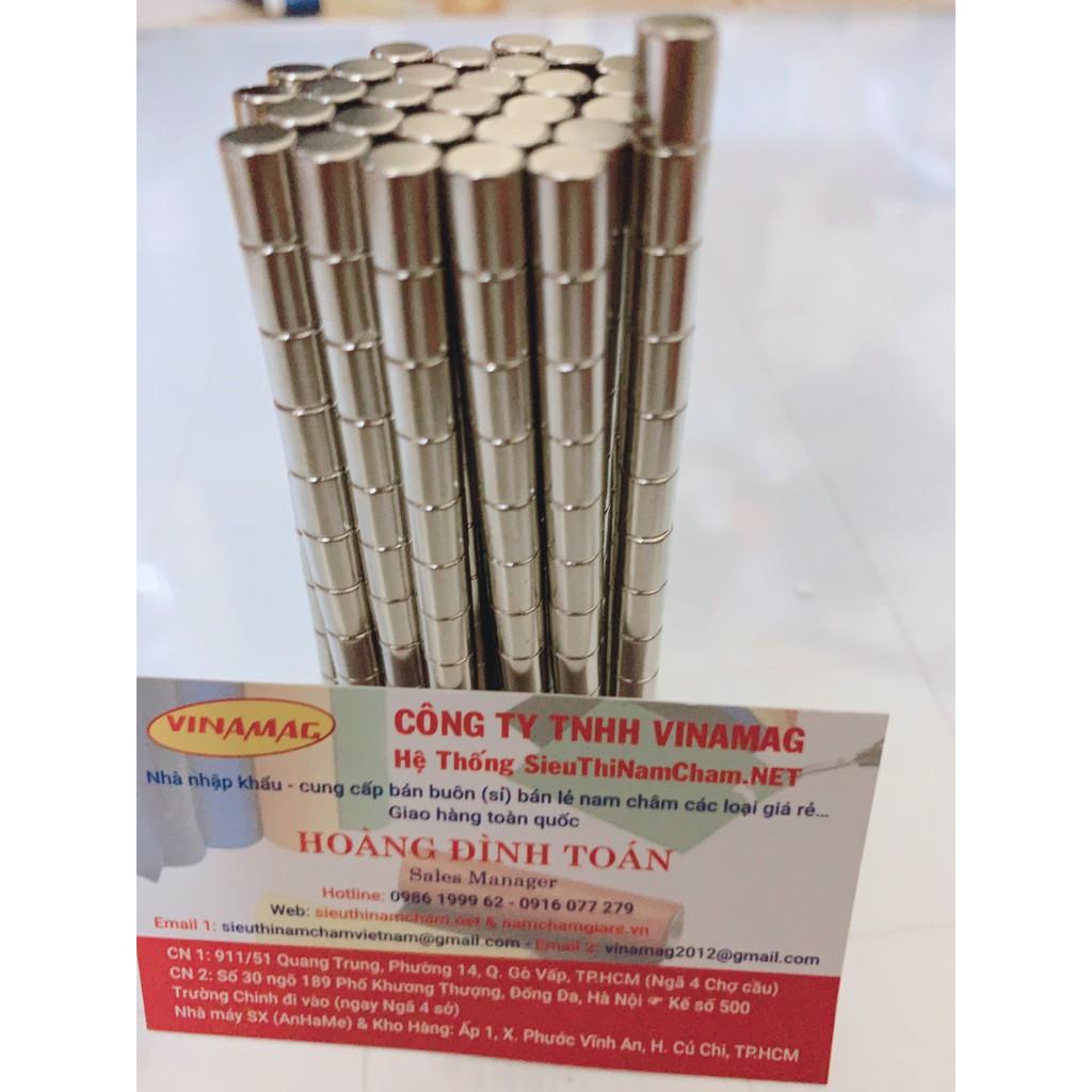 Nam châm hình trụ kích thước 6x8mm loại nam châm đất hiếm