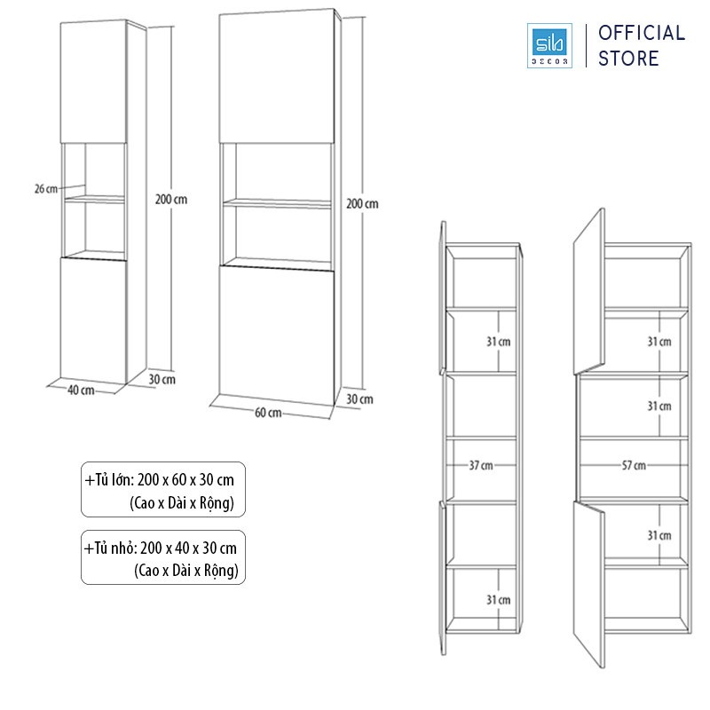 Tủ Sách Gỗ Hiện Đại Nhiều Ngăn Đa Năng SIB Decor