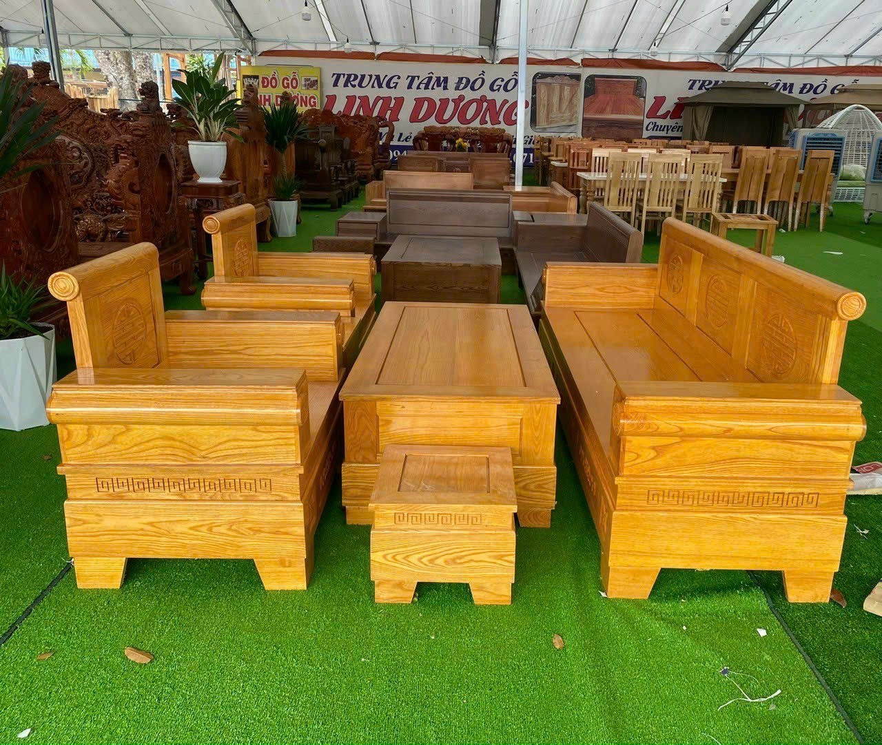 Bộ bàn ghế sofa phòng khách gỗ sồi Mẫu hàng chuẩn xuất khẩu,bộ ph#áo đối gỗ sồi S34