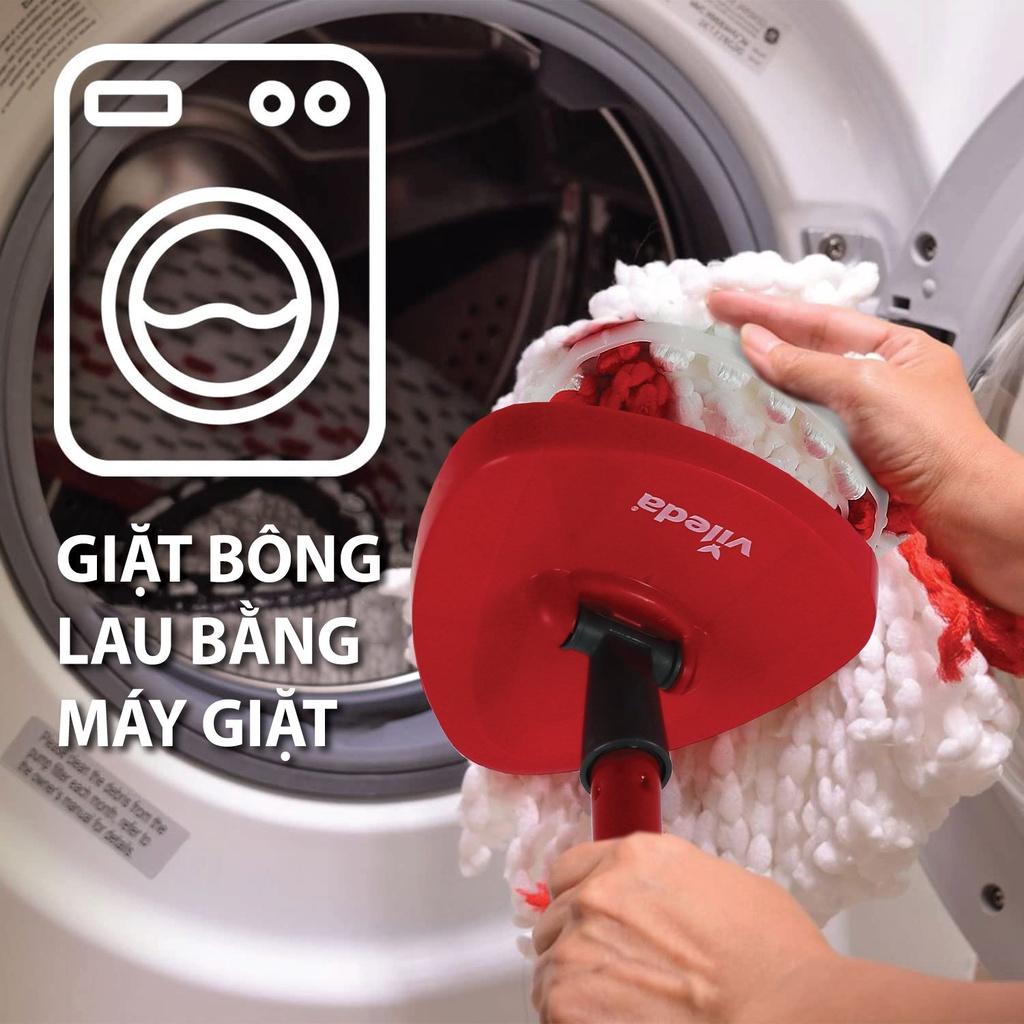 Cây lau nhà VILEDA Turbo Easy Wring&amp;Clean đầu lau tam giác, xô giặt quay bằng chân