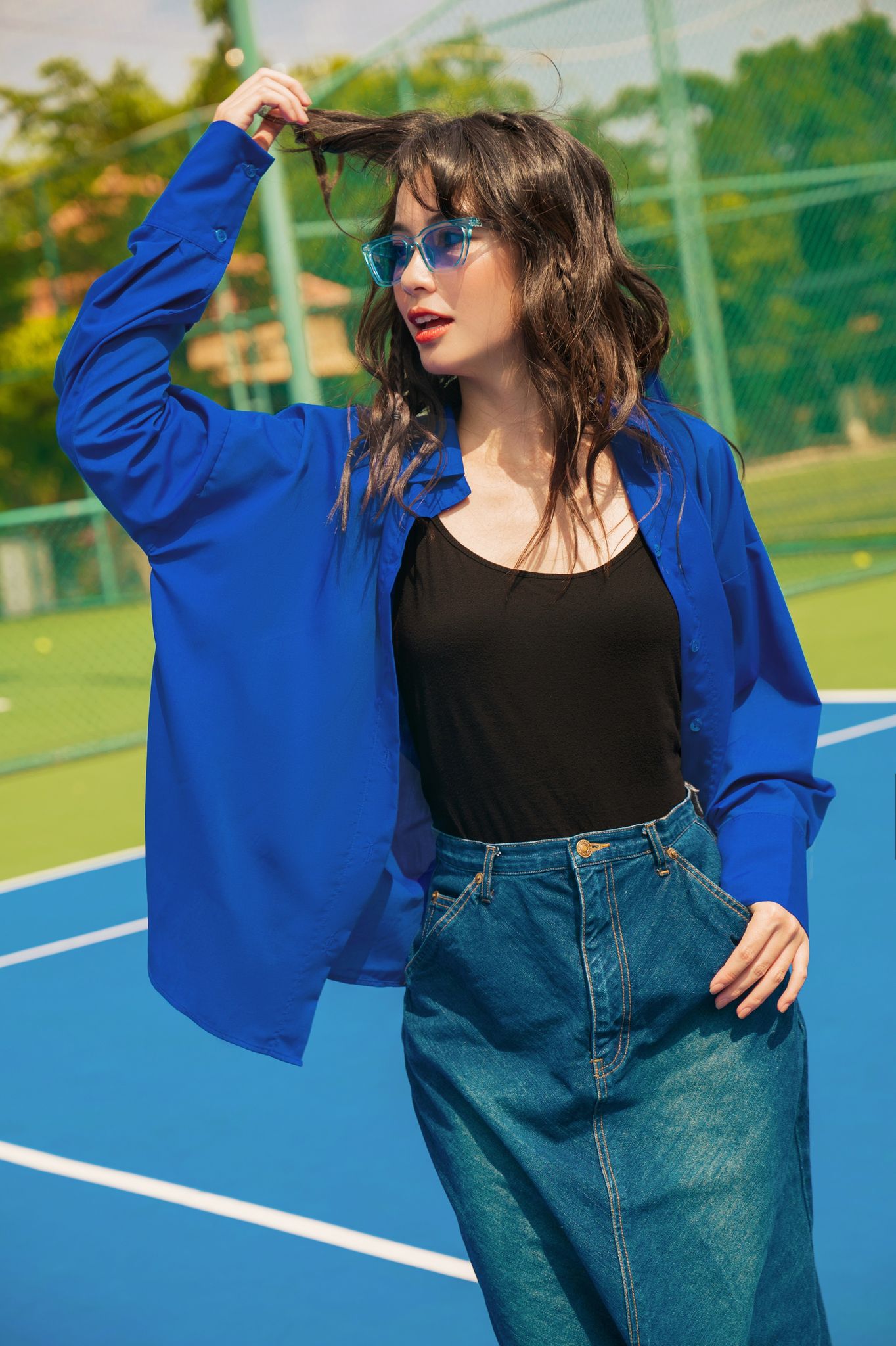 OLV - Áo Long Sleeve Shirt in Blue