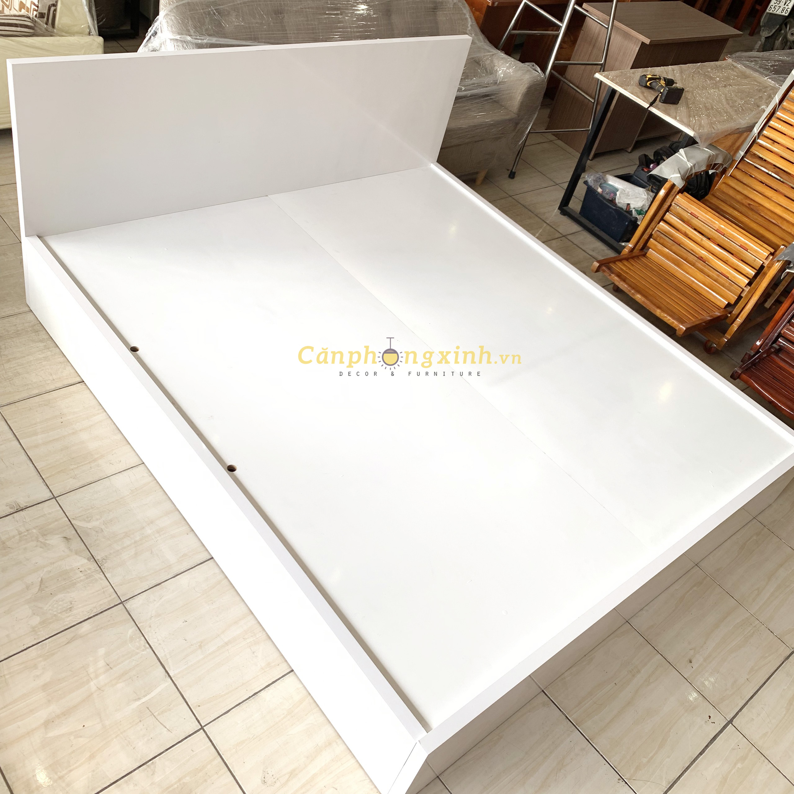 [Freeship HCM] Giường ngủ Trắng gỗ cn MDF 2 hộc kéo CPX-G30