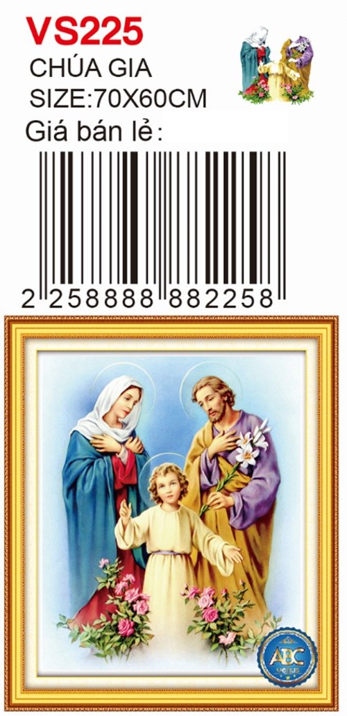 Tranh đính đá gia đình thánh gia VS225 - 70 x 60 cm - chưa đính